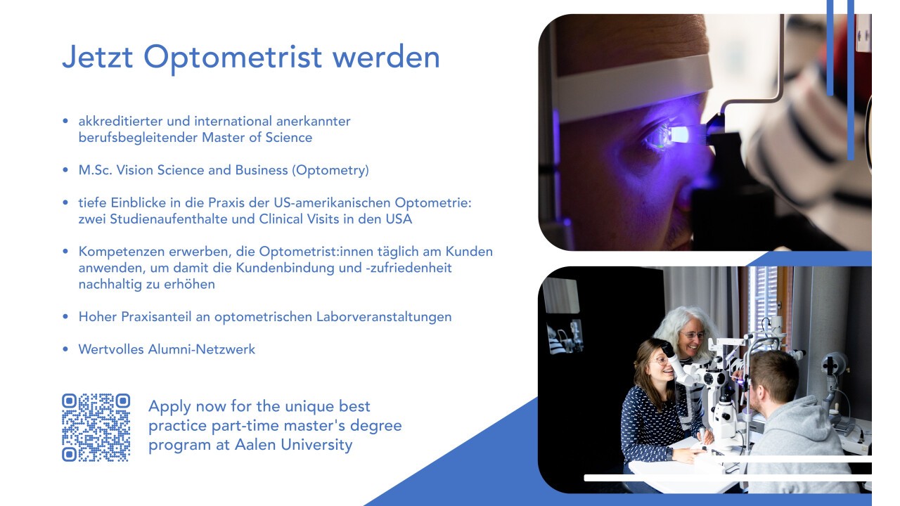 Im berufsbegleitenden Master bewerben und Optometrist werden